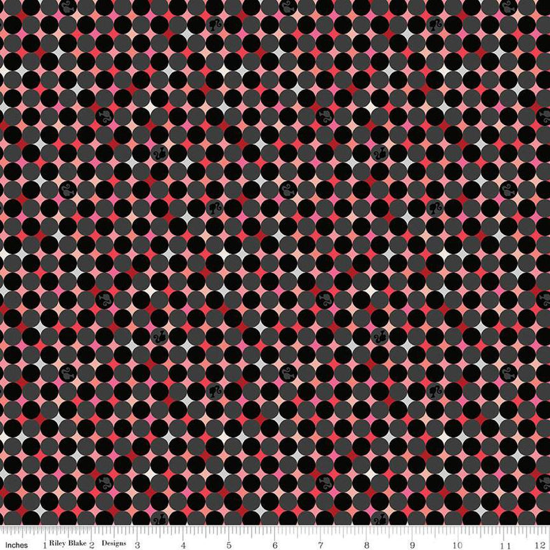 Barbie Vintage Sparkle Dots Black Cotton 43"/44" Fabric Per Yard