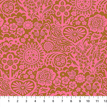 Big Heaven Coral Yesterday Cotton 44"/45" Fabric Per Yard