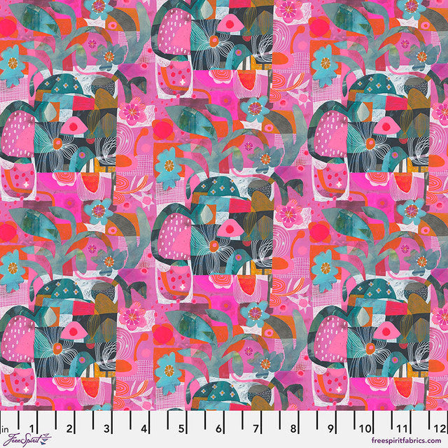 Blocks Pink Colori Cotton 44"/45" Fabric Per Yard