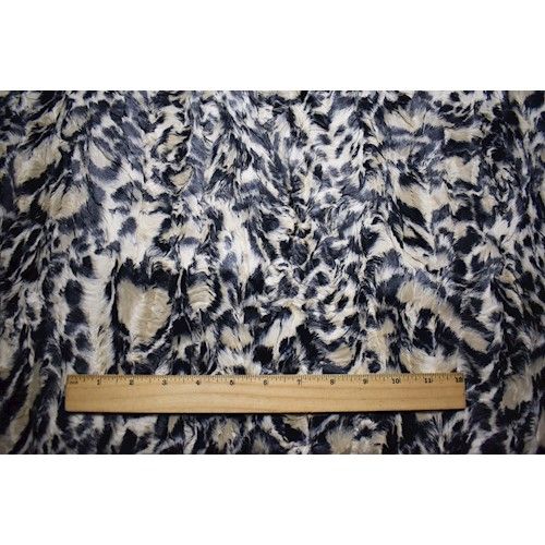 2 3/4 YD PC-Ivory/Deep Gray Cheetah Pressed Faux Fur Knit Fabric