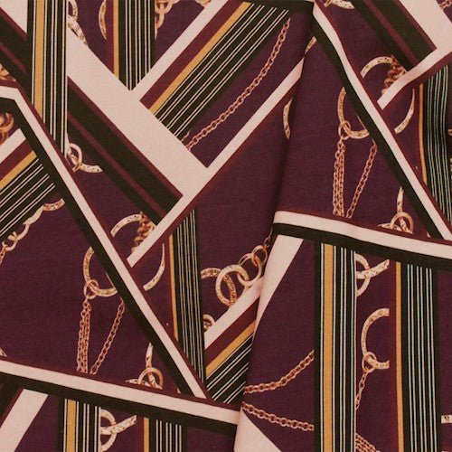 Red/Multi Famous Make Chain Print Stretch Yoga Wear  Fabric