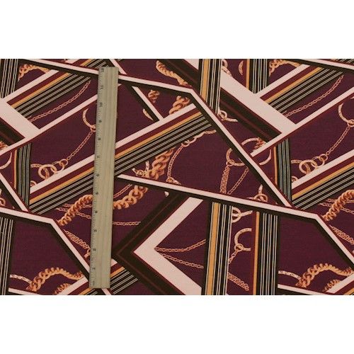 Red/Multi Famous Make Chain Print Stretch Yoga Wear  Fabric