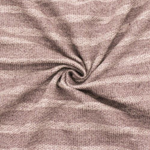 Mauve Purple/Cream Striped French Terry Stretch Knit  Fabric
