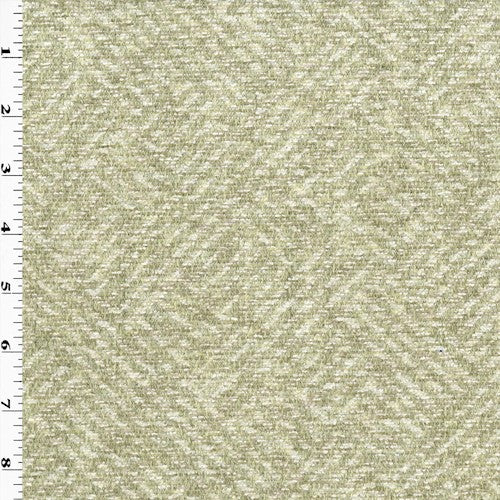 4 YD PC-Taupe/White Abstract Patterned Chenille Decorating Fabric
