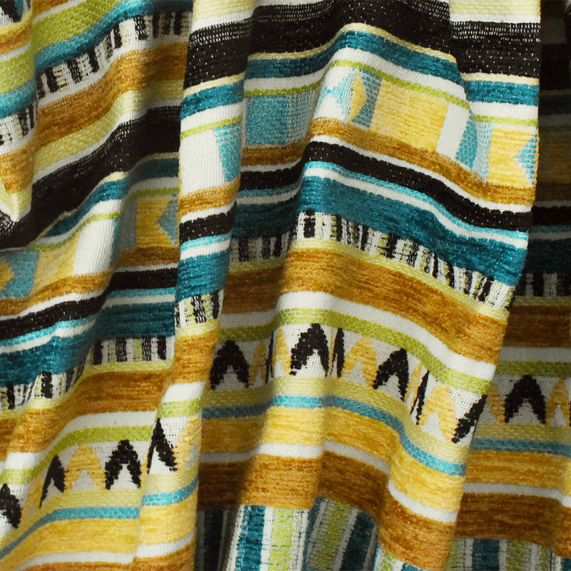 Lime-Multi Aztec Stripe Jacquard Poly Chenille Home Decorating Fabric