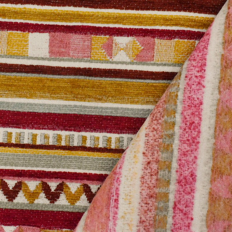 Pink-Multi Aztec Stripe Jacquard Poly Chenille Home Decorating Fabric