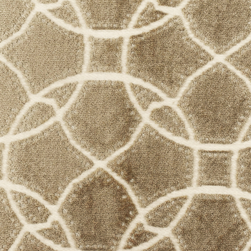 Brown-Beige-Silver Abstract Trellis Pile Velvet Jacquard Decorating Fabric