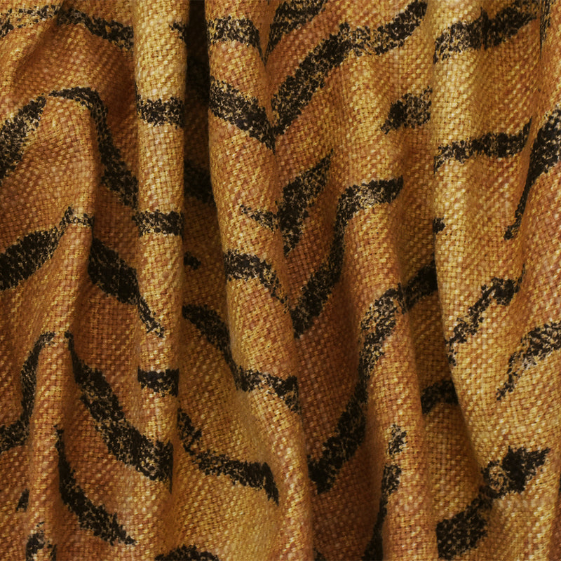 Brown-Black P Kaufmann Tiger Printed Linen Canvas Home Decorating Fabric