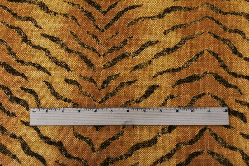 Brown-Black P Kaufmann Tiger Printed Linen Canvas Home Decorating Fabric