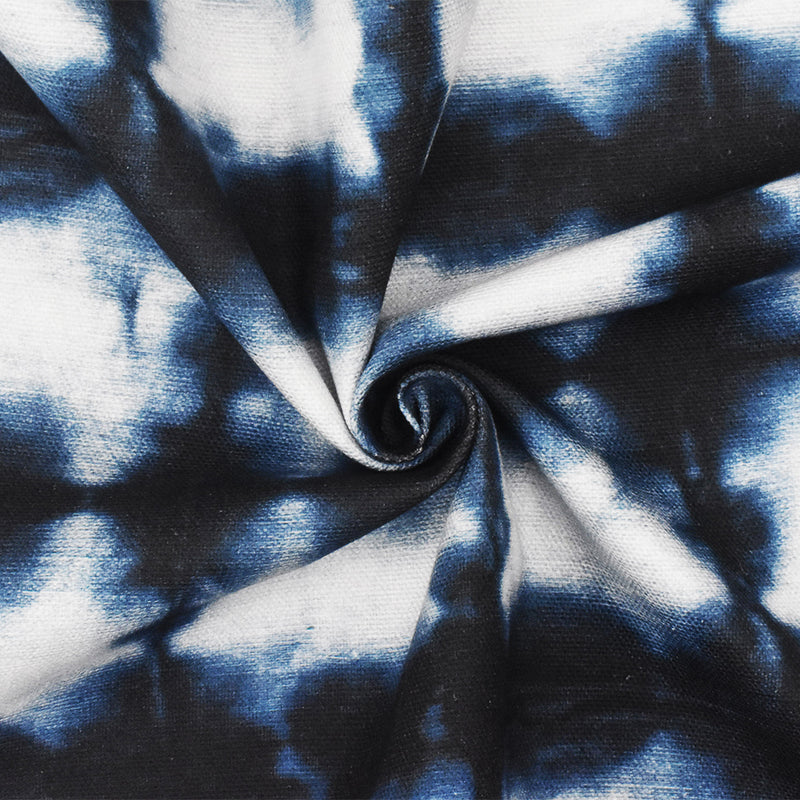 Blue-White P Kaufmann Tie Dye Printed Linen Woven Home Decorating Fabric
