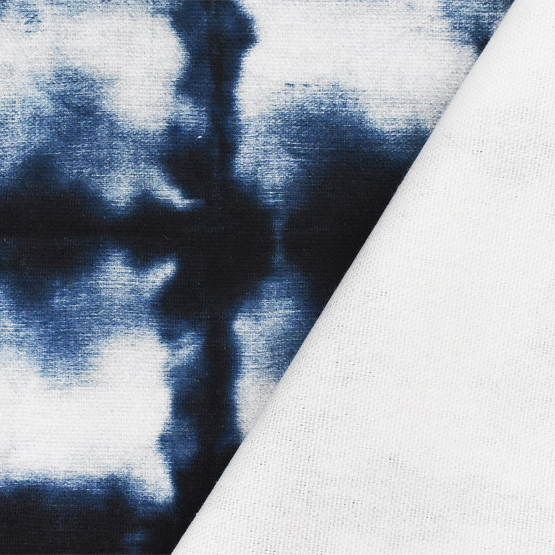 Blue-White P Kaufmann Tie Dye Printed Linen Woven Home Decorating Fabric