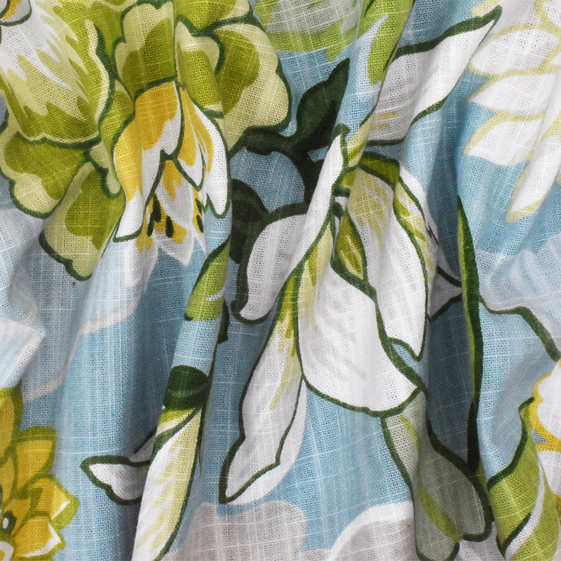 Teal-Multi P Kaufmann Floral Printed Cotton Cross-Hatch Decorating Fabric