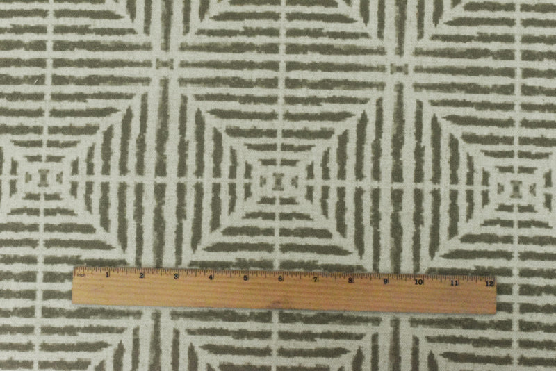 Gray-Beige Swavelle Diamond Printed Poly Rayon Chenille Decor Fabric