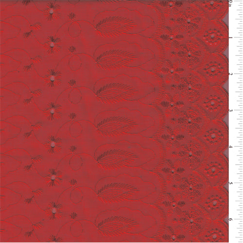 15 YD Bolt-Red Scalloped Eyelet Fabric