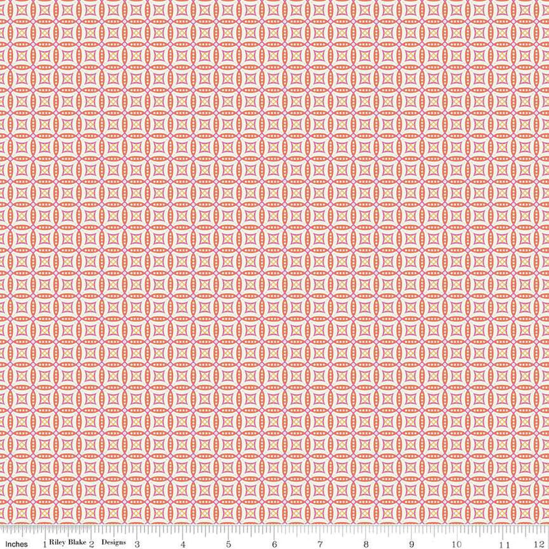 Juju's Petals Mosaic Orange Cotton 43"/44" Fabric Per Yard
