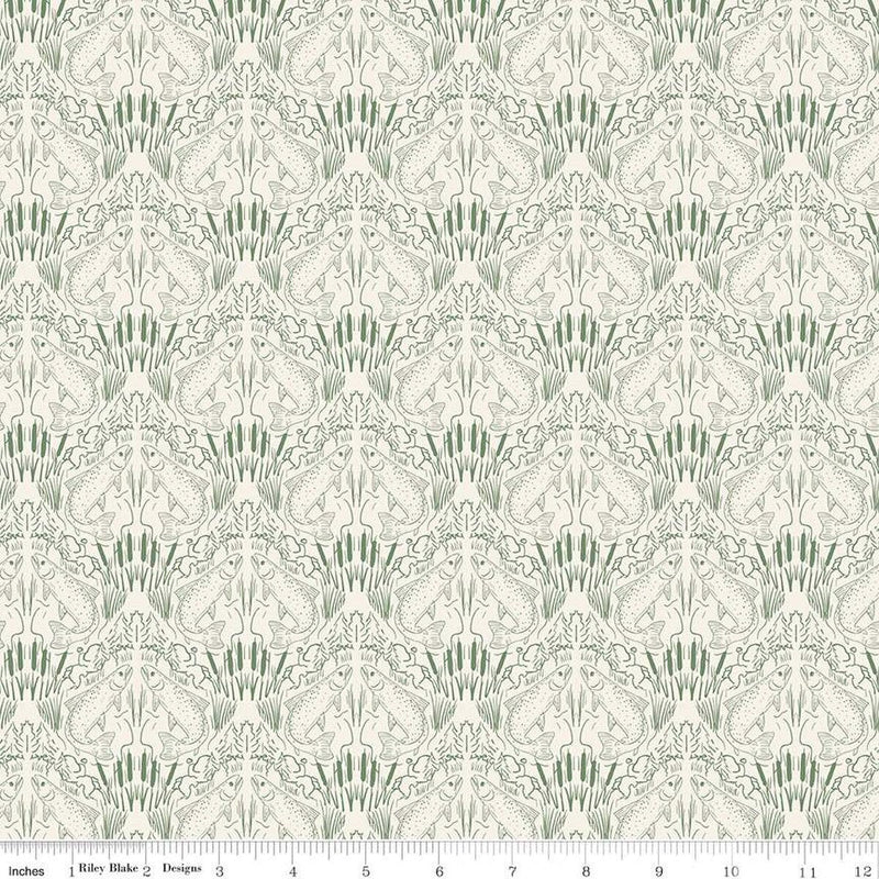 Let's Wander First Catch Cream Cotton 43"/44" Fabric Per Yard