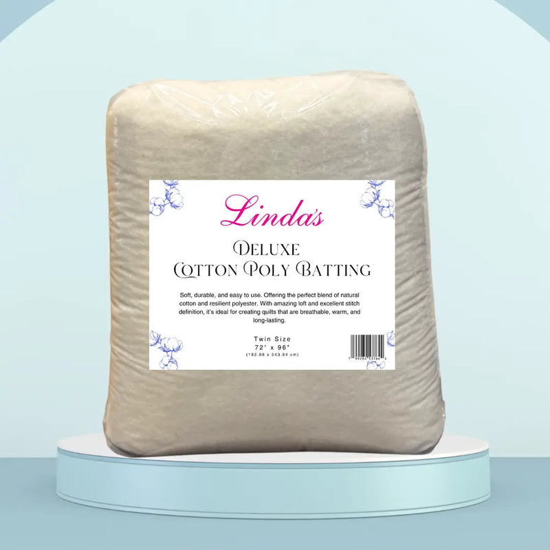 Linda's Deluxe Cotton/Poly Blend Batting Twin Size 2 Yard Package - Made by Hobbs