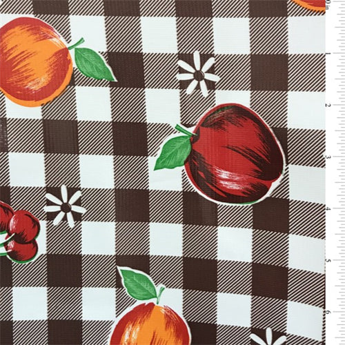 Brown Check Oilcloth Roll Fabric