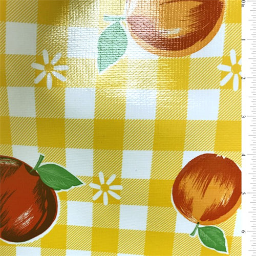 Yellow Check Oilcloth Fabric - Reorderable