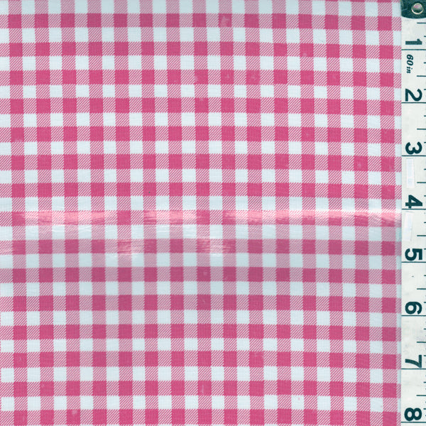 Pink Check Oilcloth Fabric - Reorderable