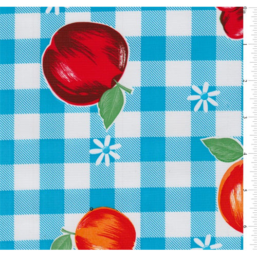 Bright Blue Check Oilcloth Fabric - Reorderable