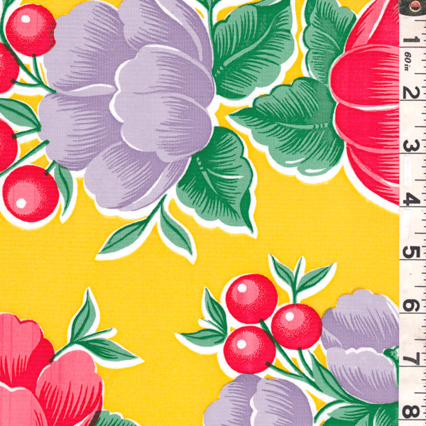1 3/4 YD PC-Yellow Floral Oilcloth Fabric