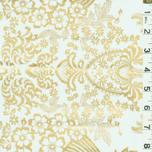 Gold Floral Oilcloth Fabric - Reorderable
