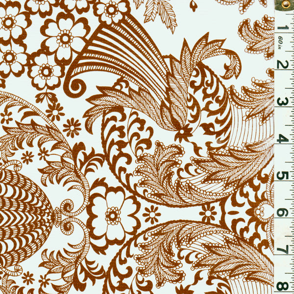 Brown Floral Oilcloth Fabric - Reorderable