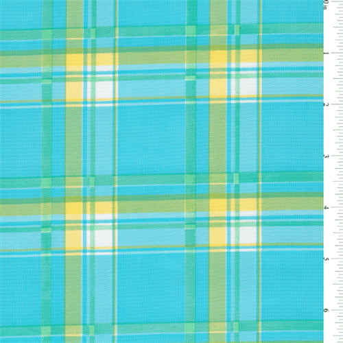1 1/2 YD PC-Turquoise Plaid Oilcloth Fabric - Reorderable