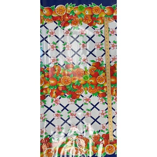 1 3/4 YD PC-Blue Fruit Lattice Oilcloth Fabric - Reorderable