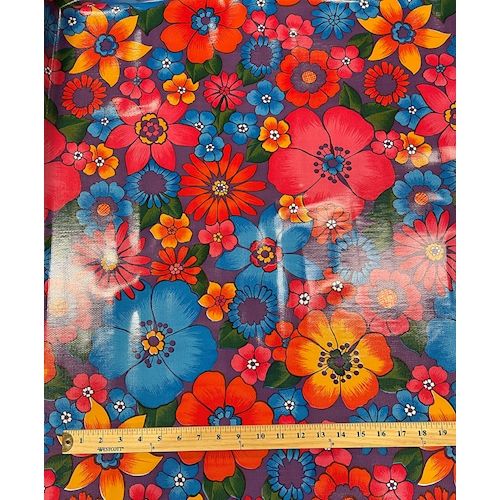 Purple Floral Oilcloth Fabric - Reorderable