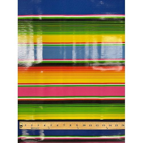Green Multi Stripe Oilcloth Fabric - Reorderable