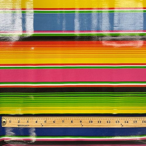 Green Multi Stripe Oilcloth Fabric - Reorderable