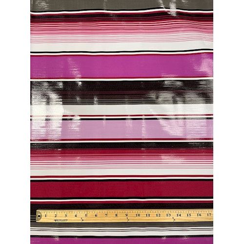 Purple Multi Stripe Oilcloth Fabric - Reorderable