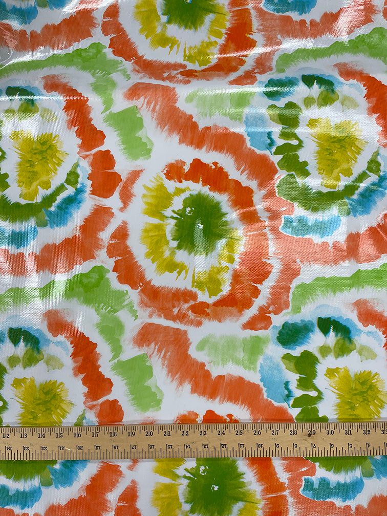 Orange Tie Dye Oilcloth Fabric - Reorderable