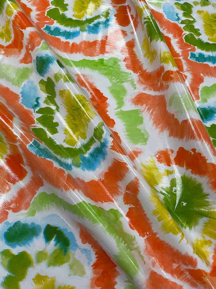 Orange Tie Dye Oilcloth Fabric - Reorderable