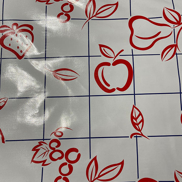 Red Navy Check Oilcloth Fabric - Reorderable