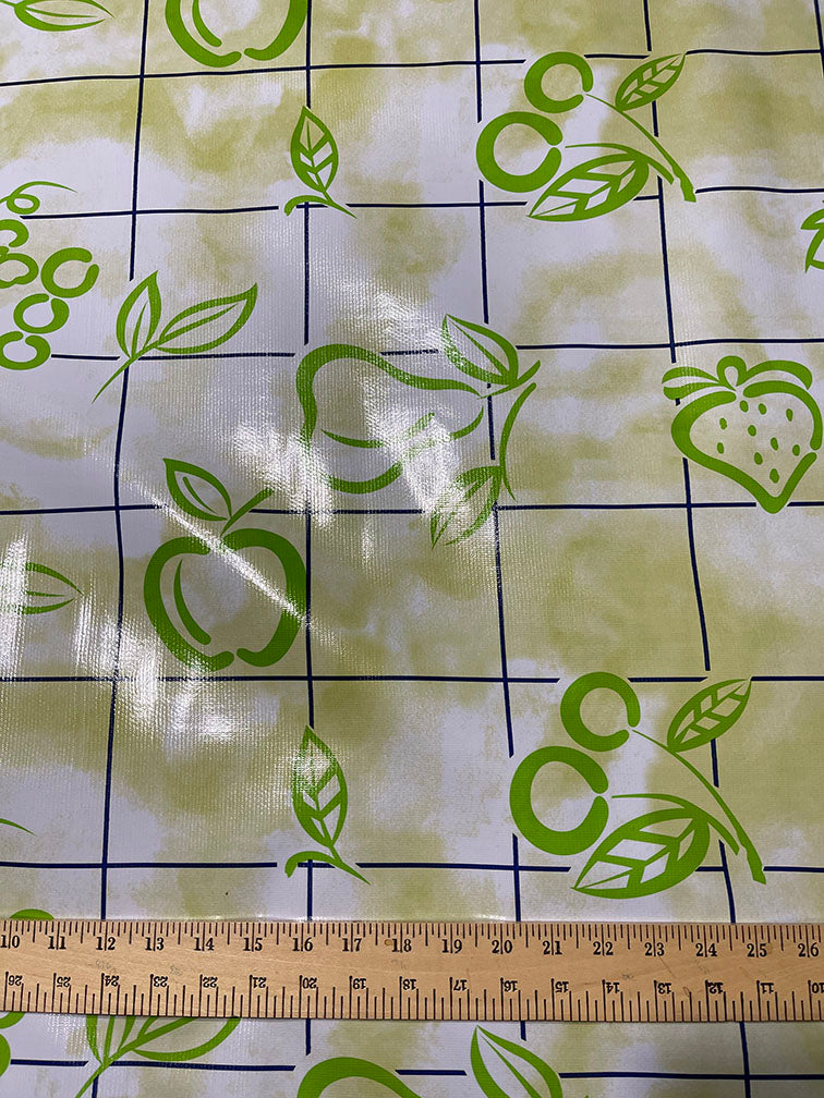 Green Blue Check Oilcloth Fabric - Reorderable