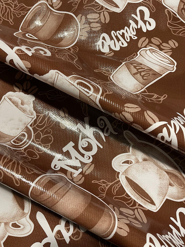 Brown Coffee Oilcloth Fabric - Reorderable