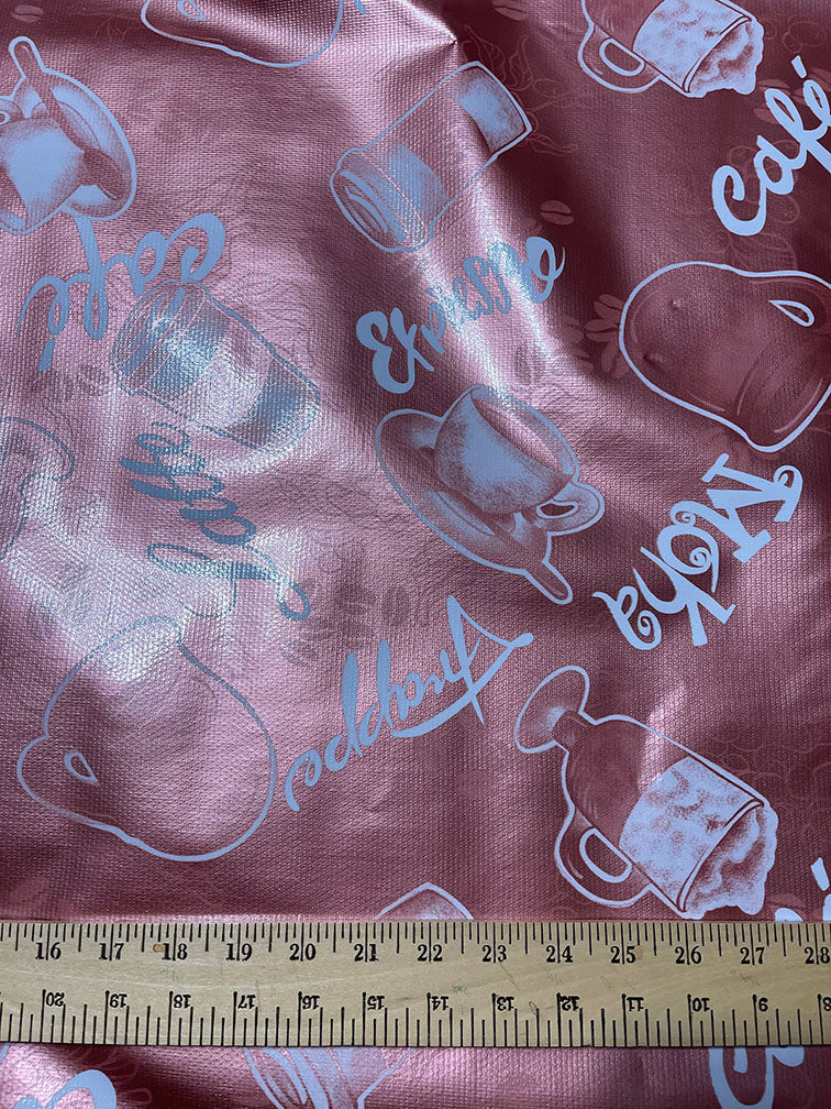 Metallic Rose Coffee Oilcloth Fabric - Reorderable
