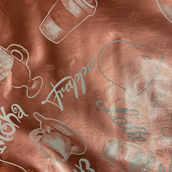 Metallic Rose Coffee Oilcloth Fabric - Reorderable
