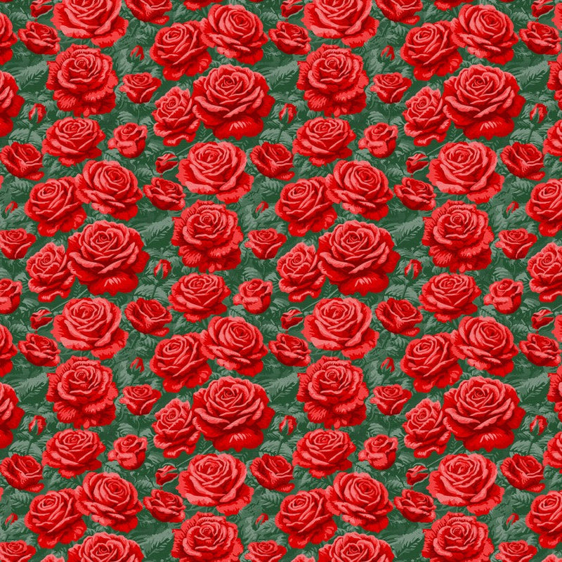 Red Roses Are Red Rose Bushes Cotton Wideback 118"  Fabric Per Yard