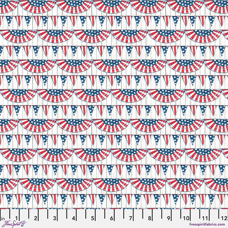 Red Americas Birthday Bunting Cotton 44"/45" Fabric Per Yard