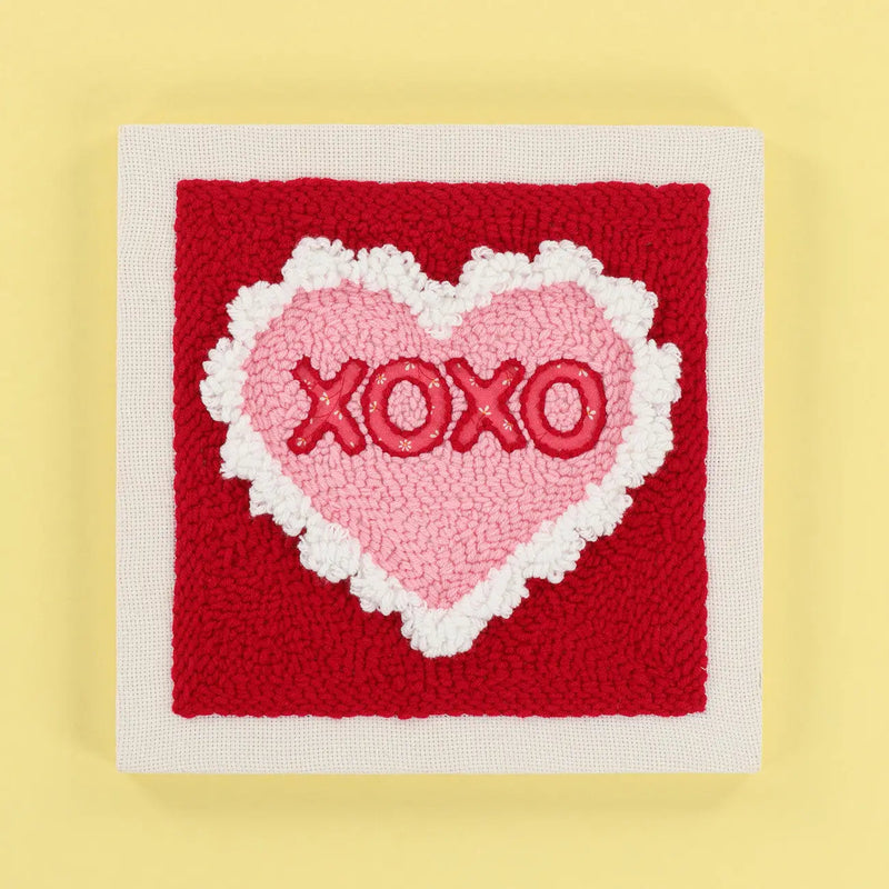 Punch Needle Embroidery Kit Hugs & Kisses 10in Frame