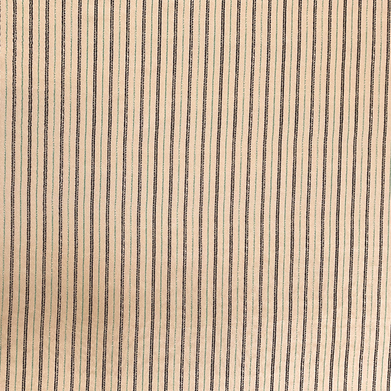 2 1/2 YD PC-Beige-Black-Green Chain Stripe Charmeuse Silk Designer Remnant Fabric