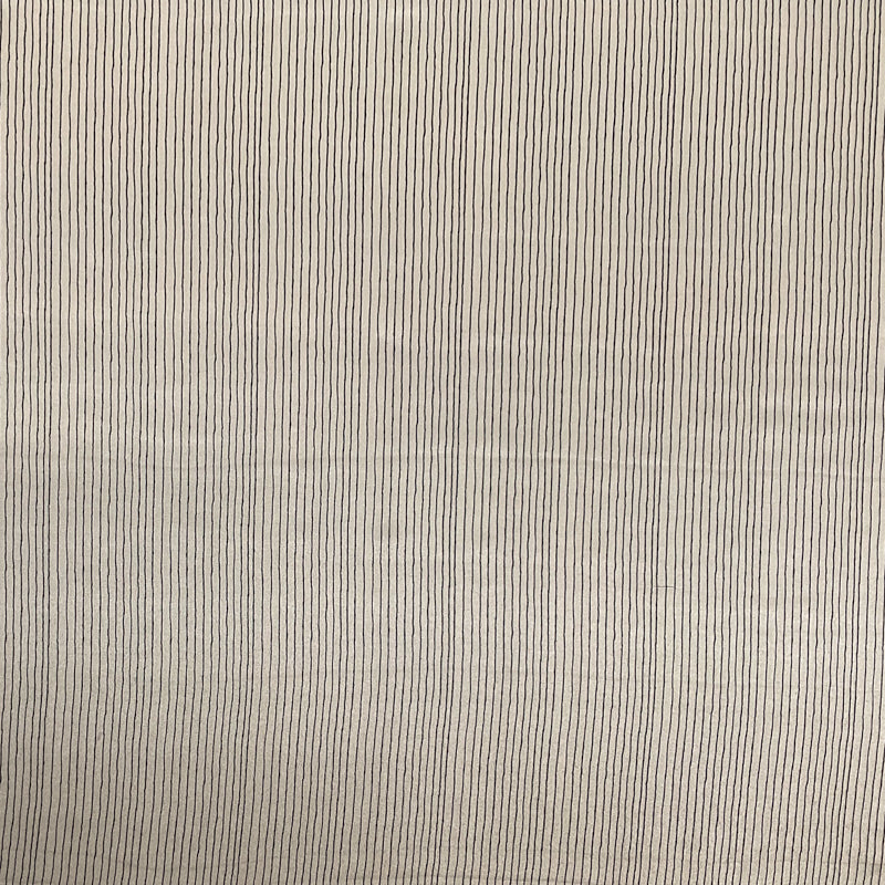 4 1/4 YD PC-Ivory-Black Pin Stripe Silk Chiffon Designer Remnant Fabric
