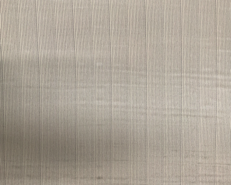 4 1/4 YD PC-Ivory-Black Pin Stripe Silk Chiffon Designer Remnant Fabric