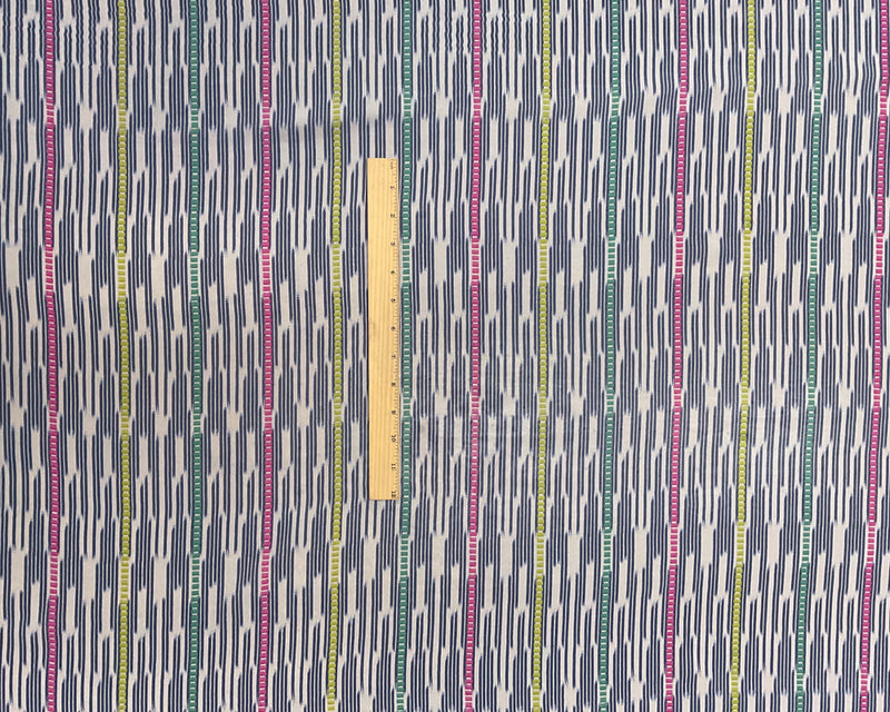 3 YD PC-Dark Blue-Green-Red-Yellow Ikat stripe Silk Chiffon Designer Remnant Fabric