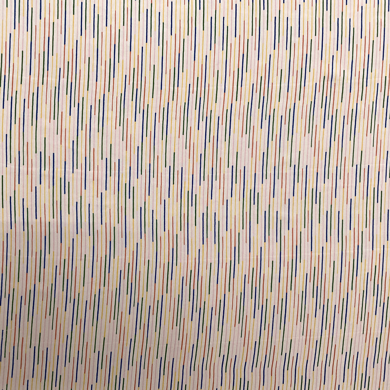 4 YD PC-White-Blue-Green-Coral-Yellow Variegated Stripe Silk Chiffon Designer Remnant Fabric