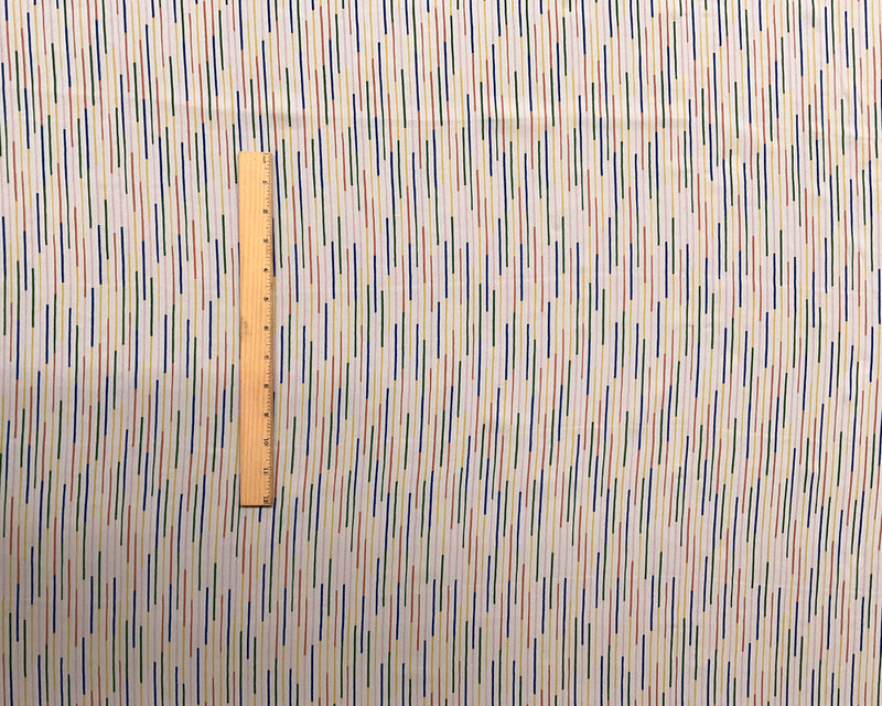 4 YD PC-White-Blue-Green-Coral-Yellow Variegated Stripe Silk Chiffon Designer Remnant Fabric